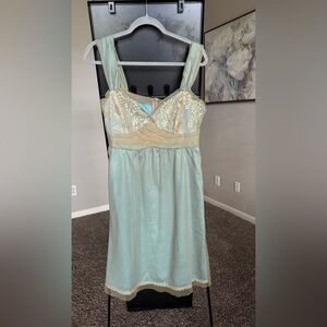 NWT Anthropologie Mint Slip with Cream Lace Accents
